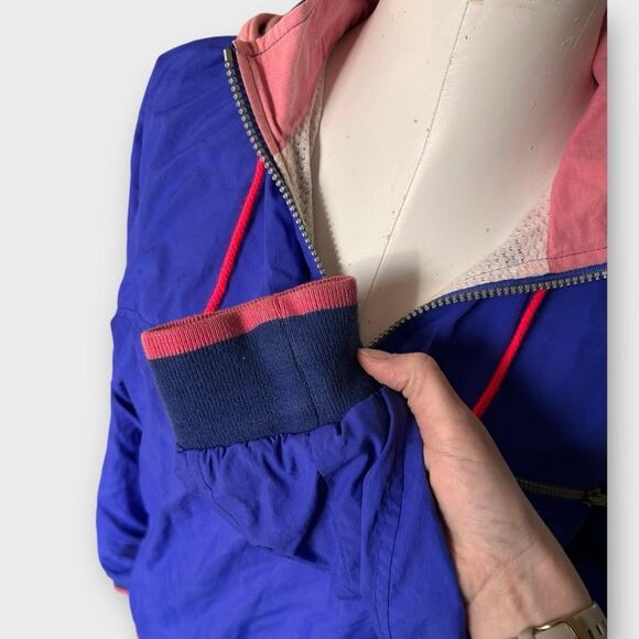 Vintage 90s Nike International Half-Zip Windbreaker Jacket Blue Pink Size M - Picture 2 of 8